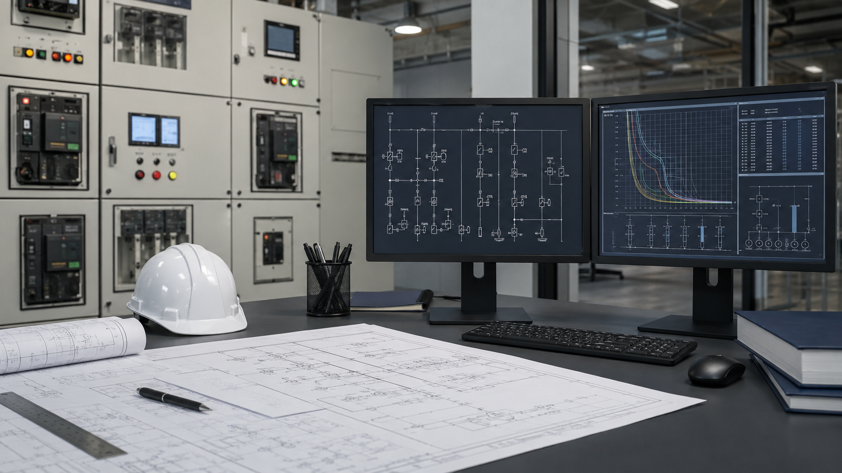 Estudios y análisis eléctricos realizados con planos y herramientas de ingeniería